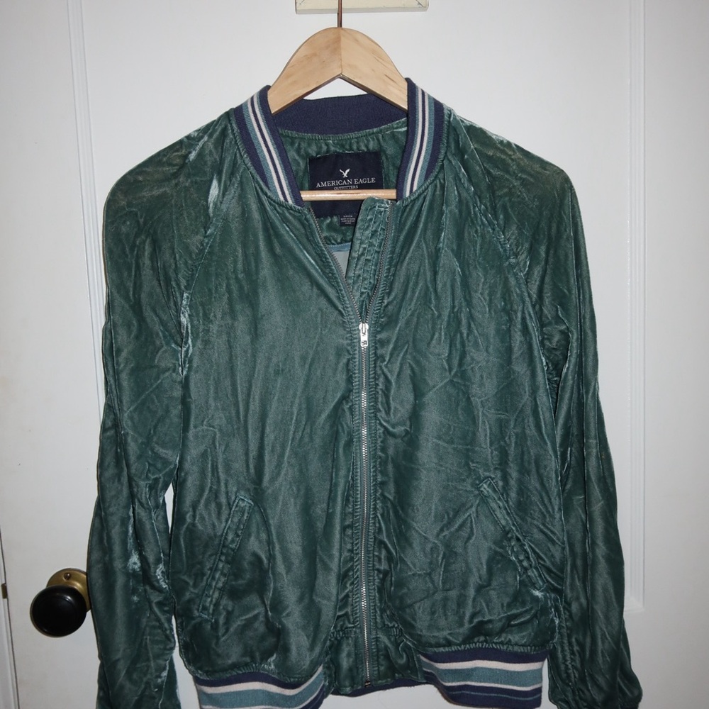 American Eagle Outfitters velvet forest green jacket